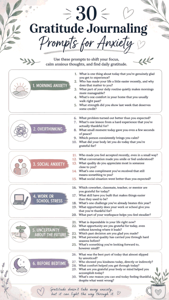 Gratitude Journaling for anxiety - Template