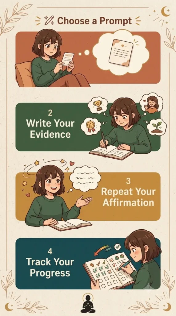 Four-step process for using affirmation journal prompts effectively