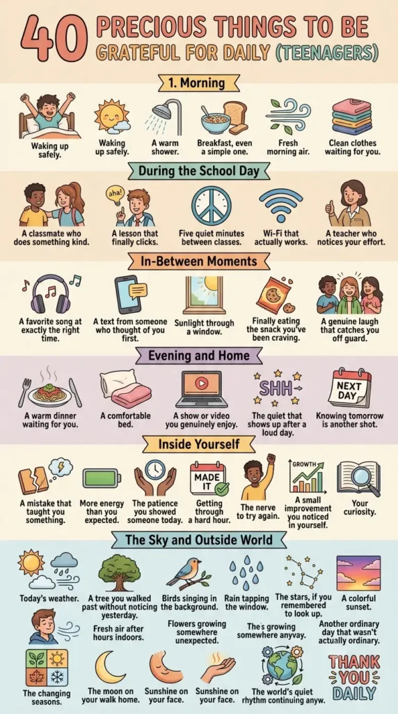 things to be grateful for - 40 things infographic.
