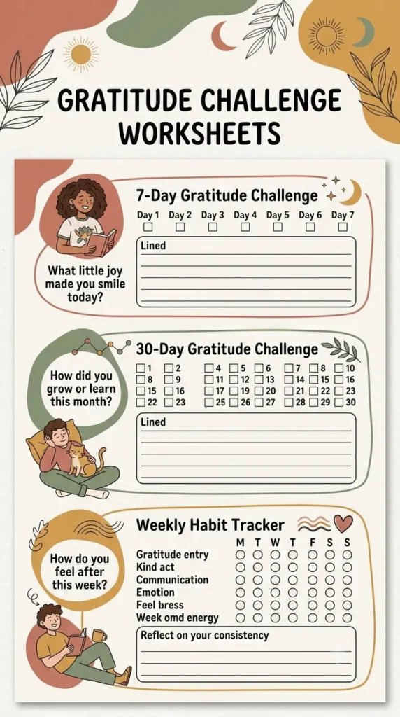 7-30 day gratitude worksheets