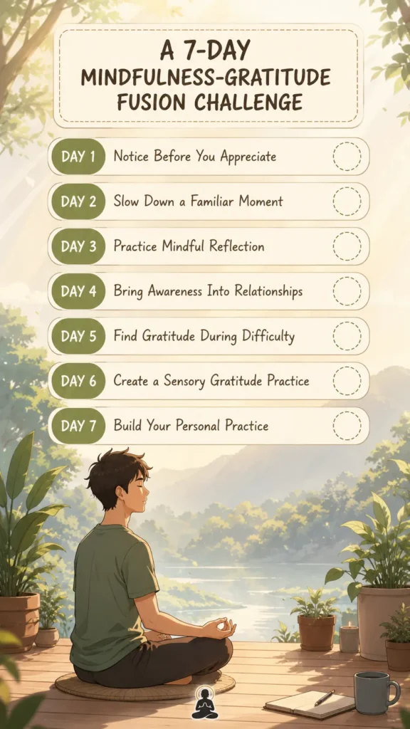 7-day mindfulness and gratitude challenge tracker printable.