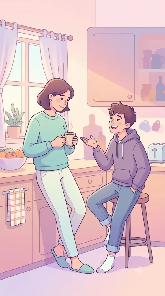 Parent talking with teenager about gratitude