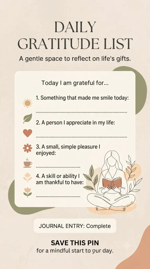 daily gratitude list - the free 'i am thankful for printable worksheet'