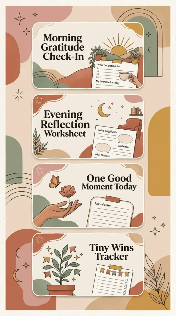 daily reflection gratitude worksheet printable PDF