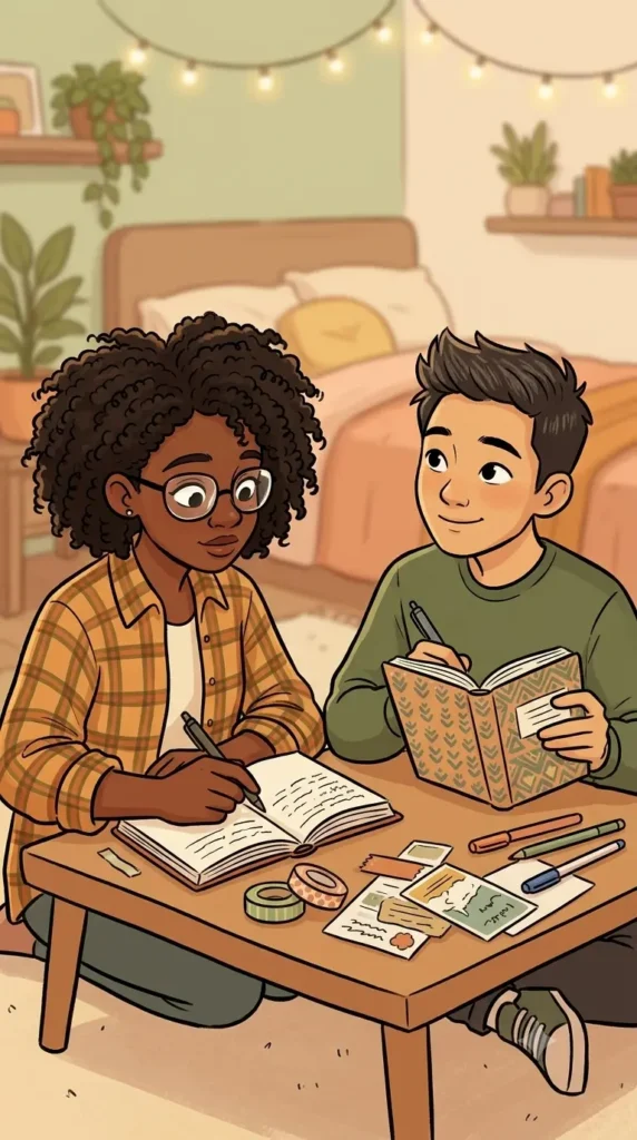 Two teens journaling together - what am I grateful for today?