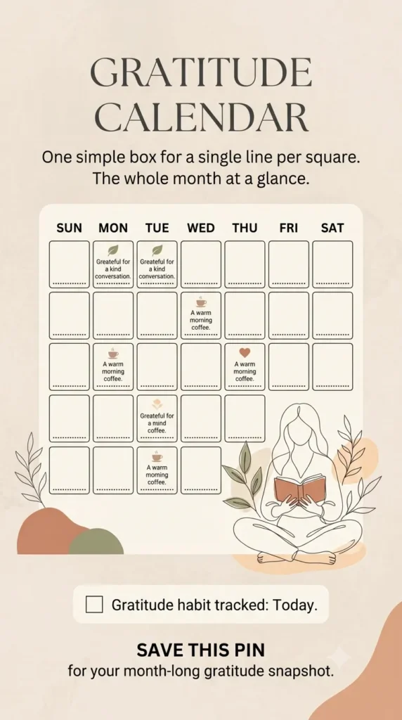 Gratitude calender - gratitude journal template