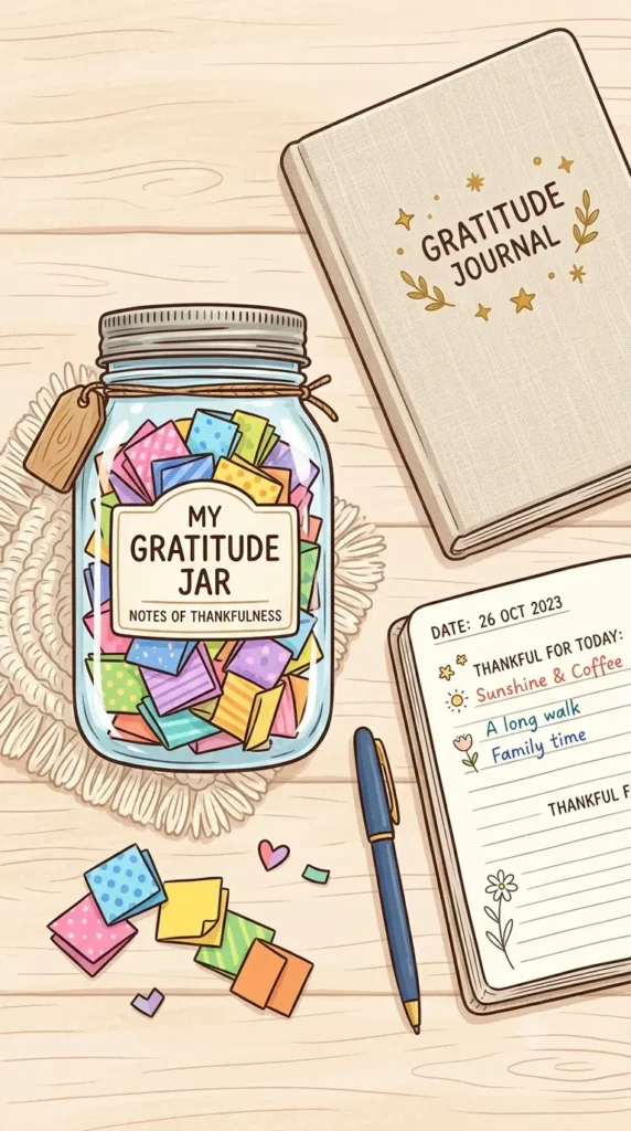Gratitude jar and journal for daily gratitude practice - things to be thankful for teenagers.
