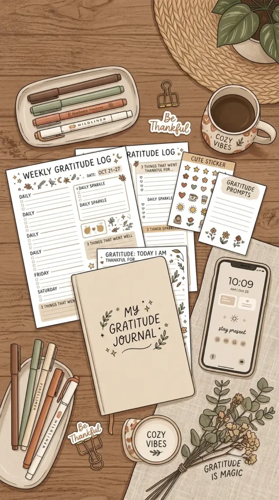 Free gratitude log printable templates for Gen Z.