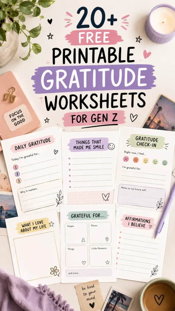Gratitude worksheets cover page