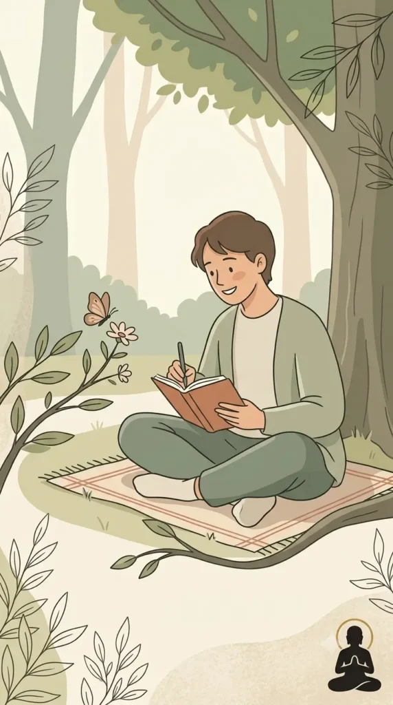 Practicing gratitude outdoors during a mindful walk