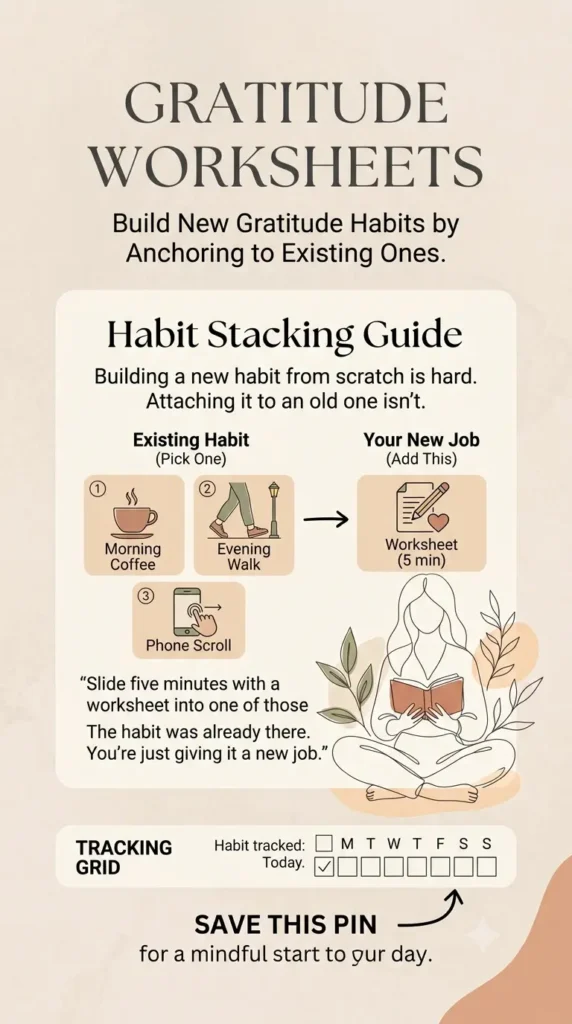 Habit stacking routine - gratitude worksheets for adults