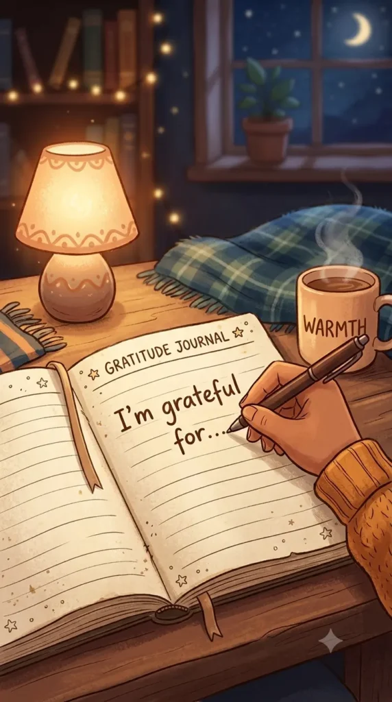 Writing a gratitude reflection in a journal - things to be thankful for teenagers.