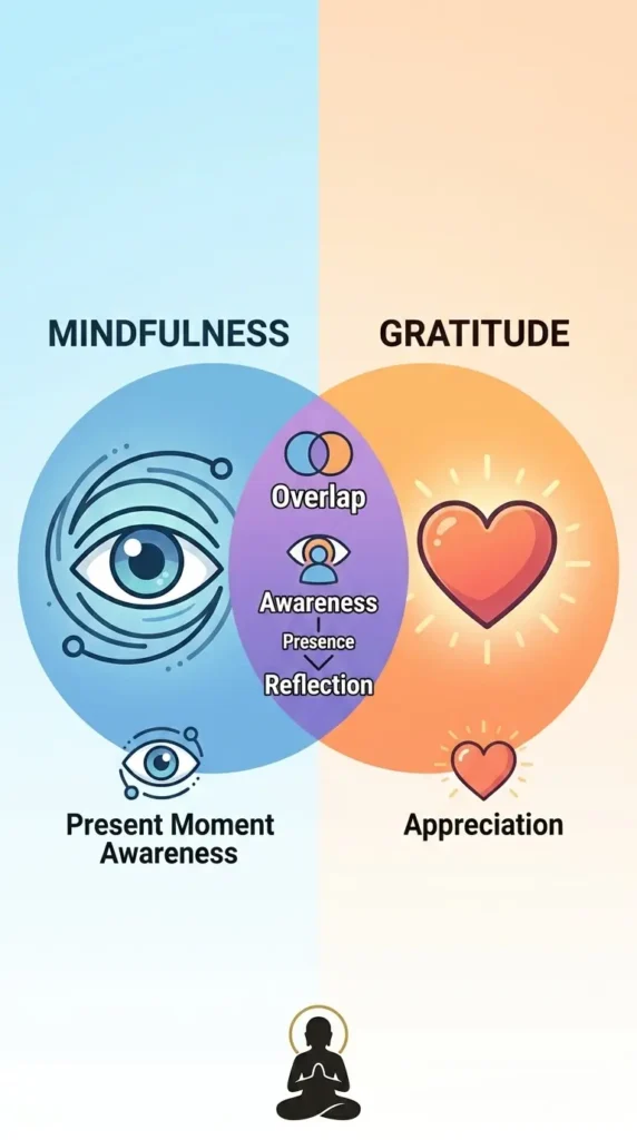 mindfulness and gratitude comparison graphic