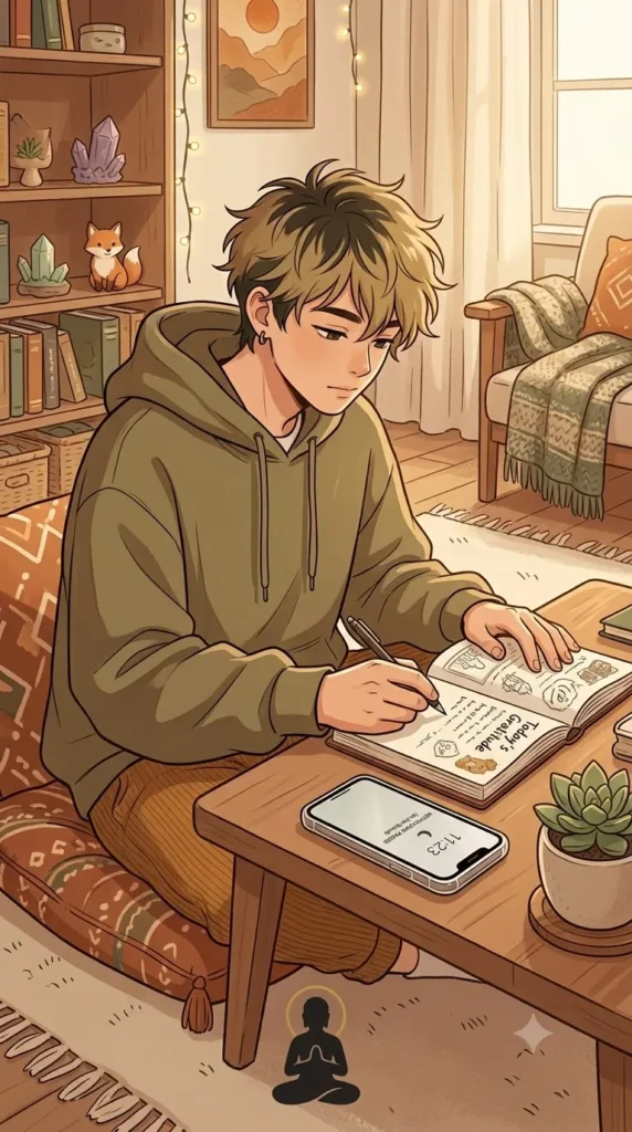 mindfulness journal prompts for digital life and social media awareness.