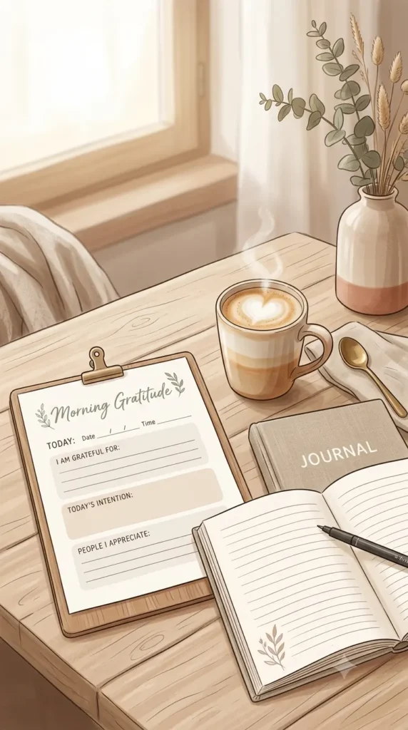 morning gratitude log printable template