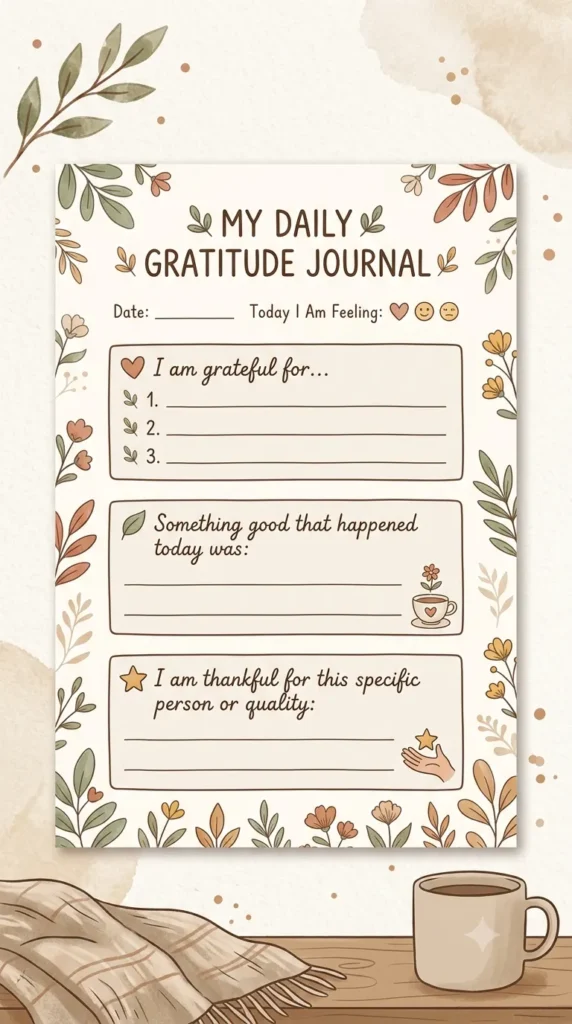 daily printable gratitude journal prompts worksheet