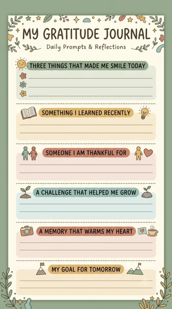 gratitude journal prompts PDF printable
