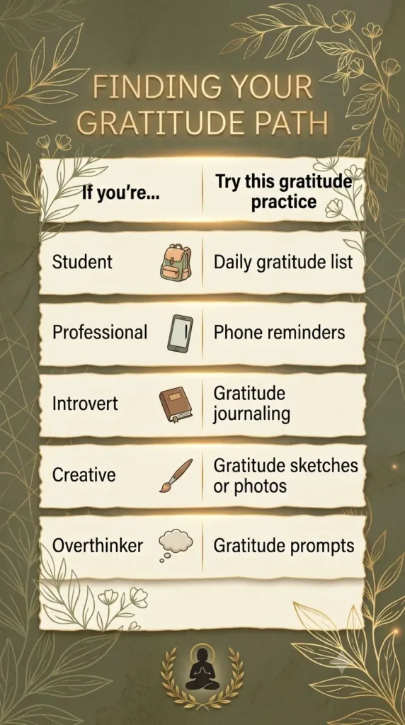 Best gratitude practices based on different personality types.