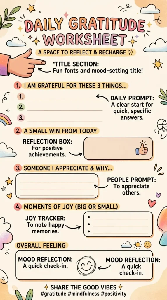 One of the sample gratitude worksheets