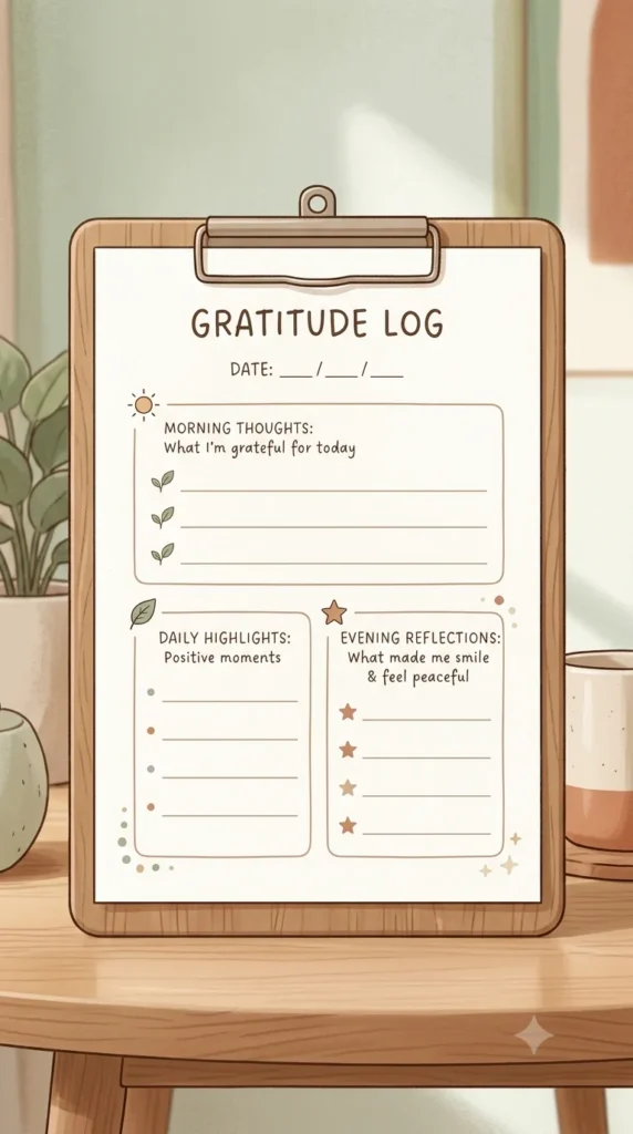 simple one-page gratitude log printable PDF