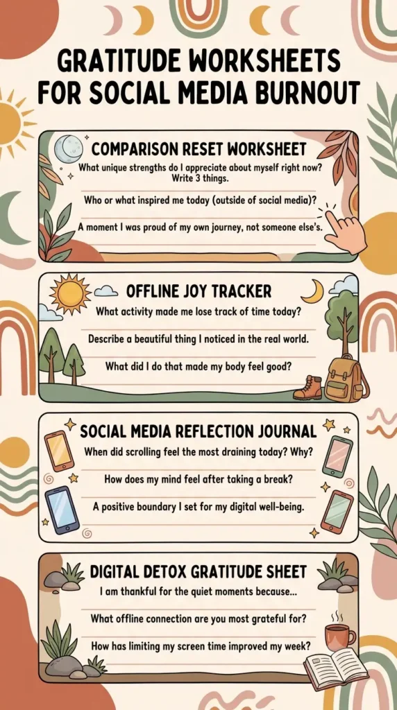 Social media gratitude worksheets