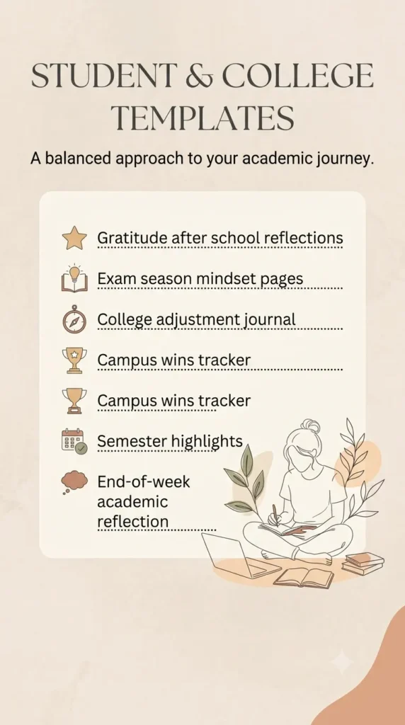 student and college template - gratitude journal template