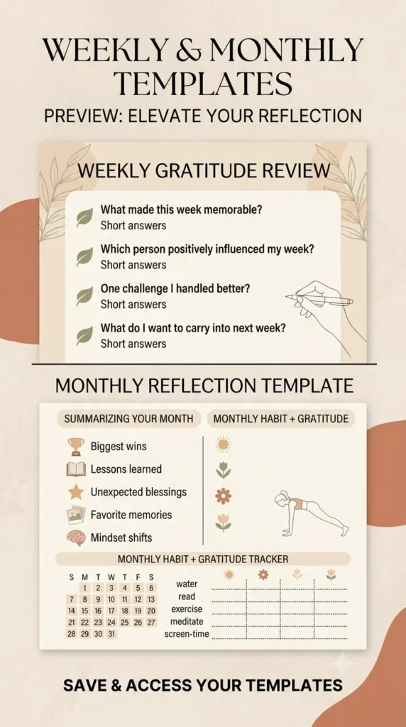 weekly monthly templates - gratitude journal template