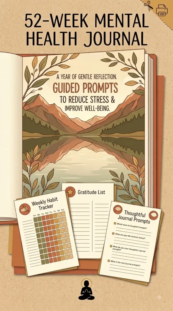 52 week health journal - guided journals for mental health.