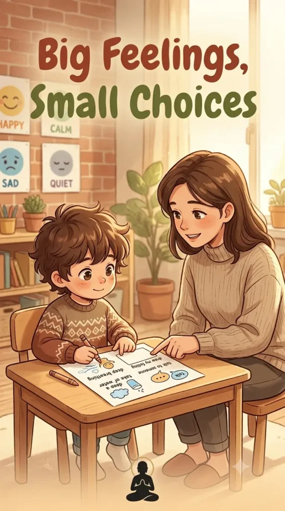 motional regulation worksheet for preschoolers with simple coping choices.