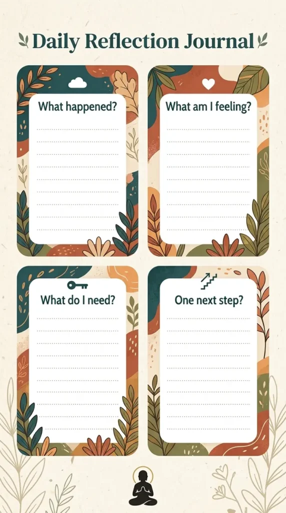 four-question depression journal structure for difficult days.