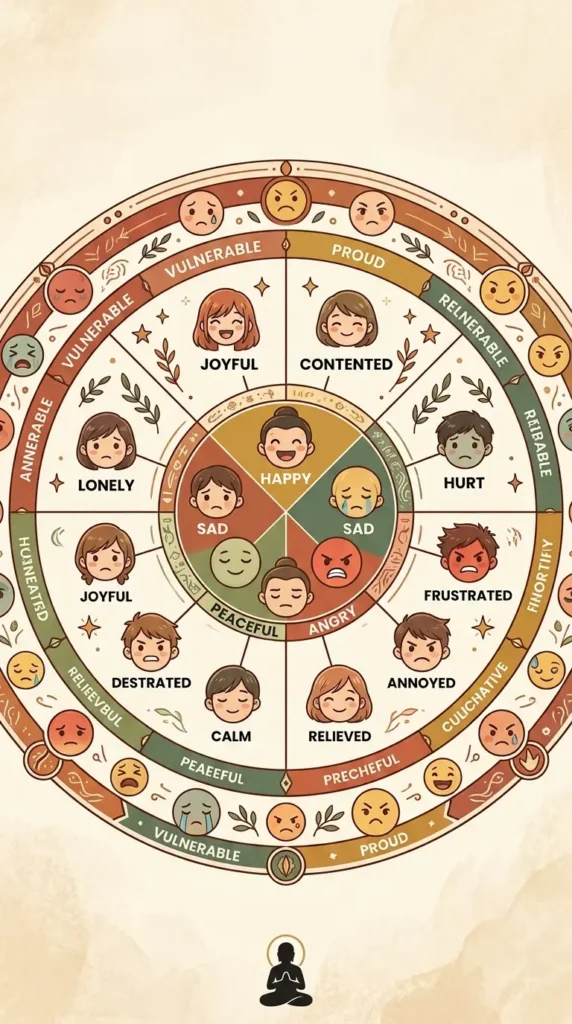 emotion wheel for identifying and naming feelings.
