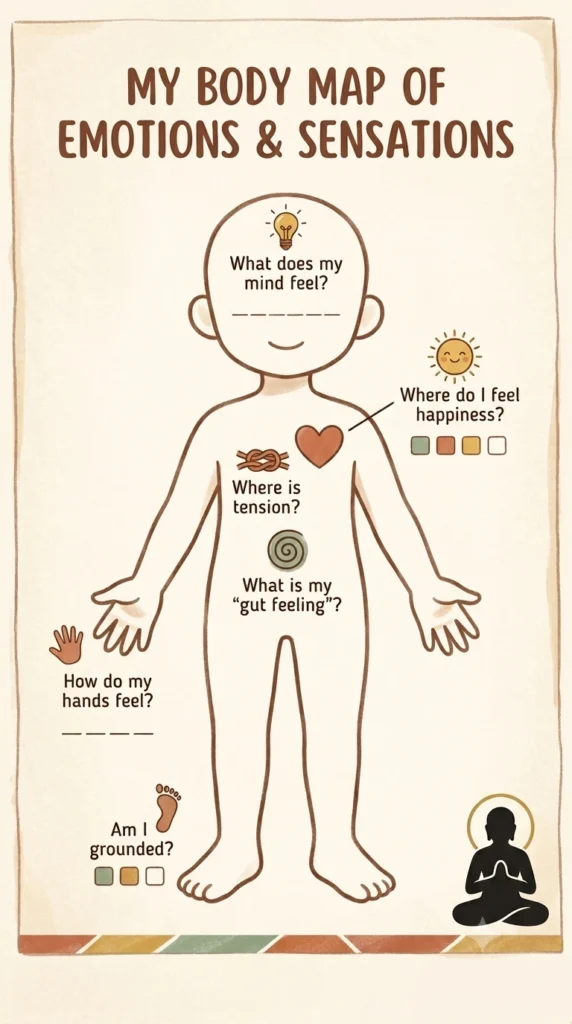 emotions worksheet for kids body map and feelings activity.