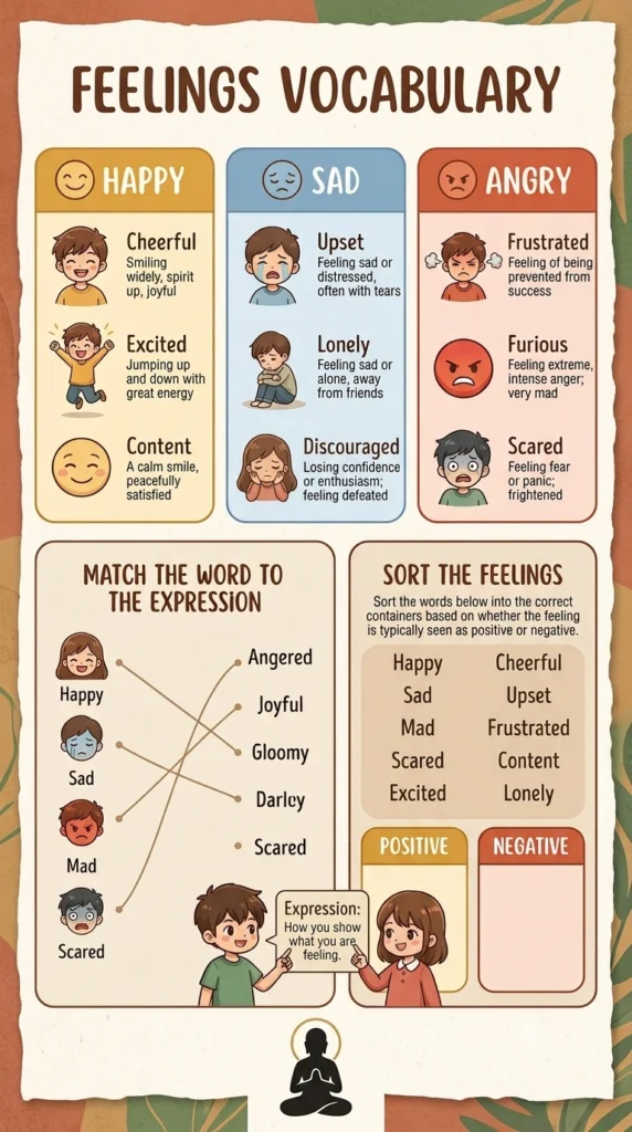 feelings worksheet for kids emotional vocabulary activity.