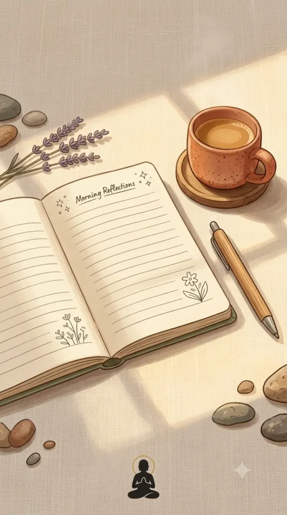 Open journal and pen for a five-minute journaling practice.
