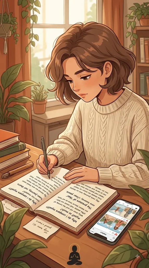 journaling for emotional awareness after social media comparison.