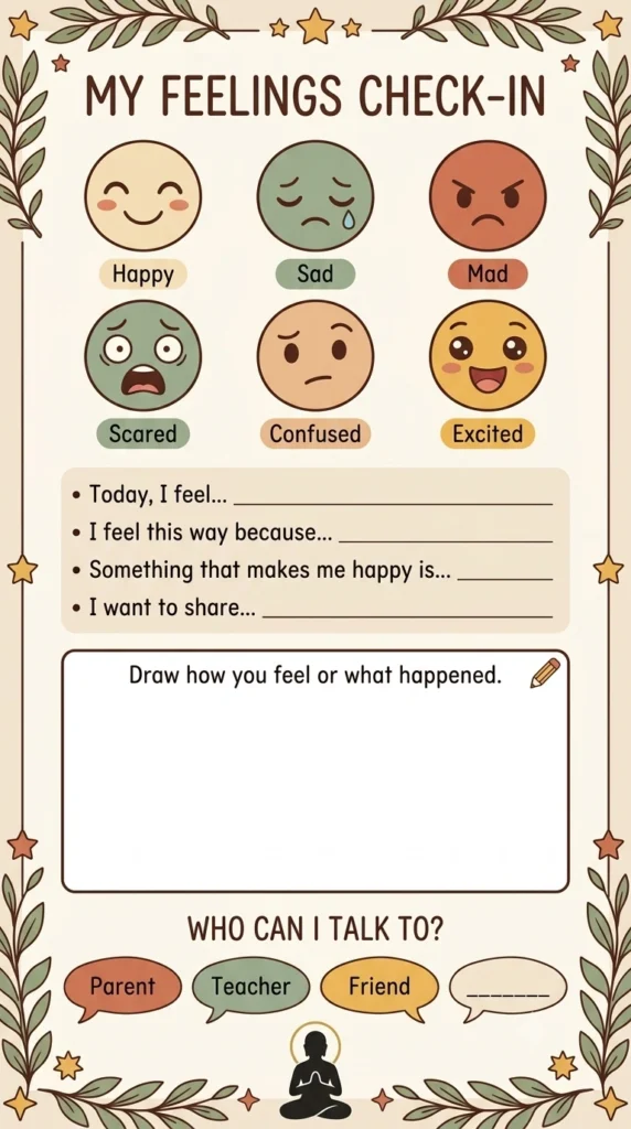 talking about feelings worksheet for kids printable.