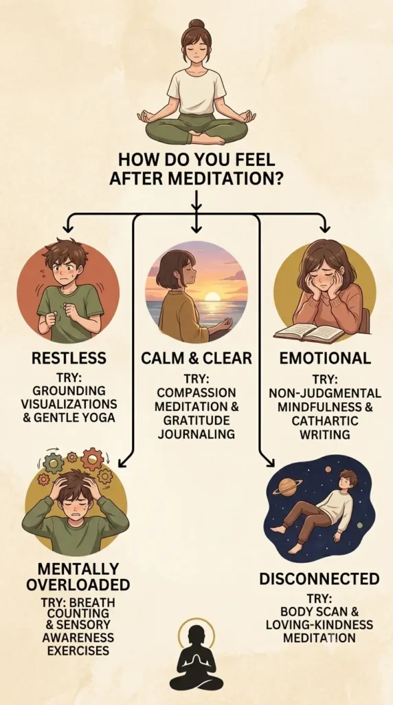 Meditation journal prompt picker based on how you feel after meditating.