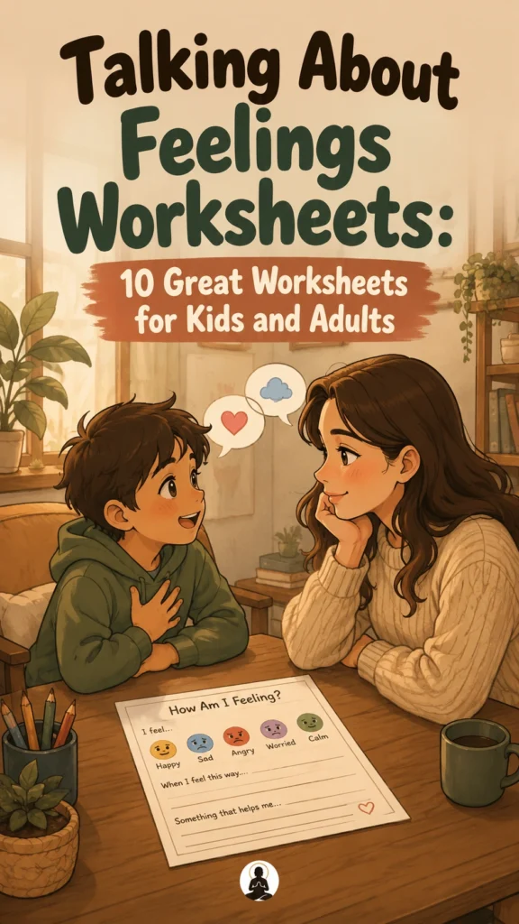Talking about feelings worksheets blog cover.