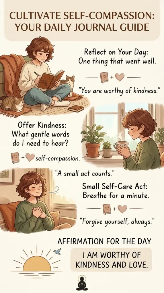 Self-compassion journal prompts for depression.