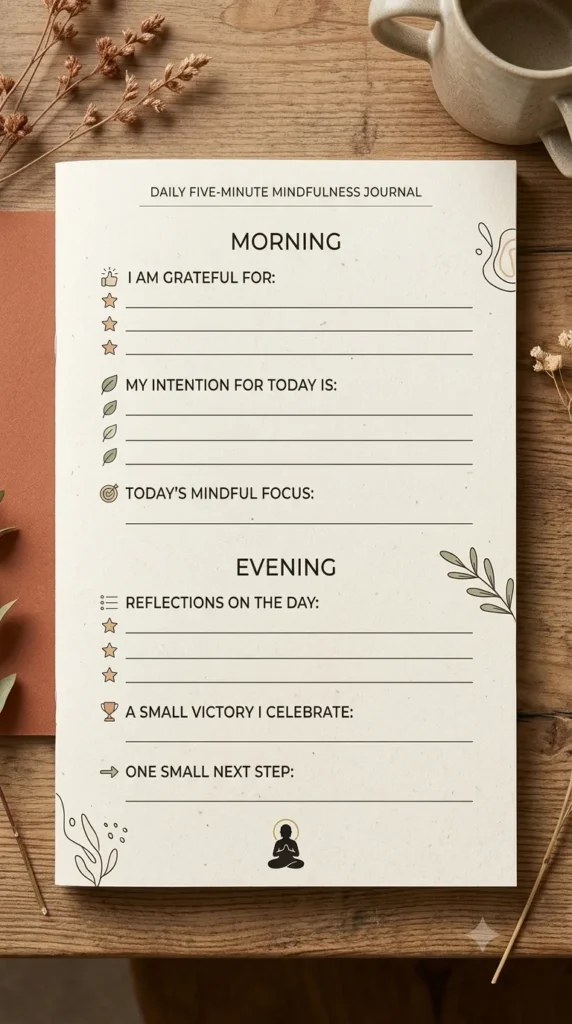 5 minute journal template you can print or copy.