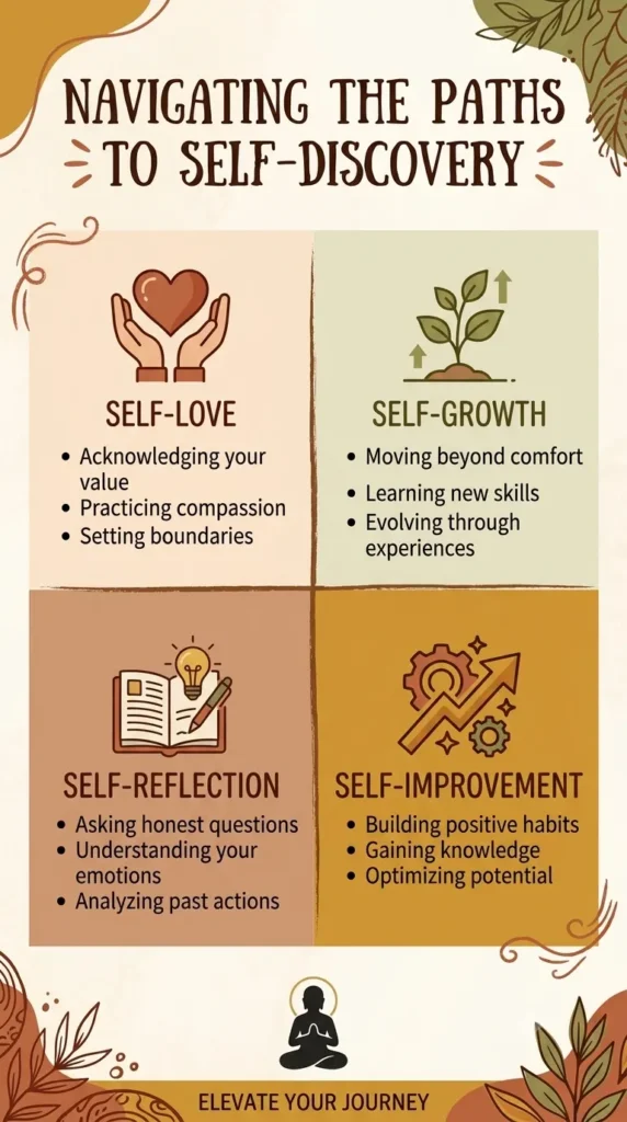 self-growth vs self-love vs self-improvement vs self-reflection.