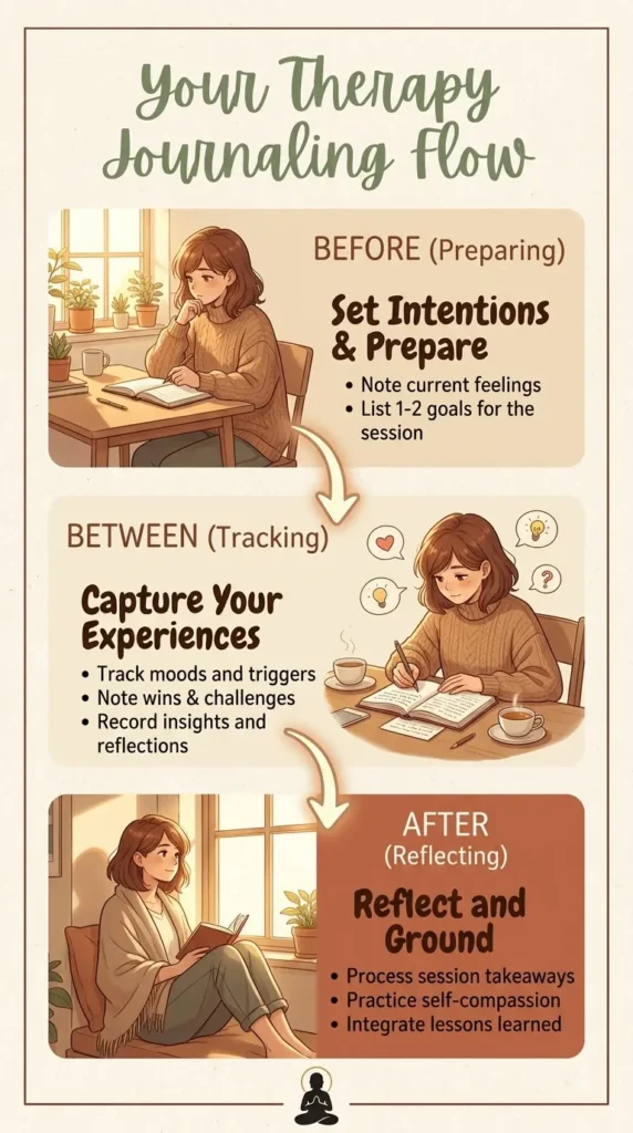 therapy journal prompts before between and after therapy sessions