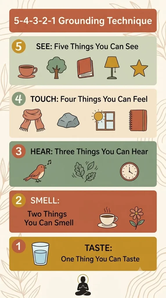 5-4-3-2-1 grounding exercise for teens using the five senses.