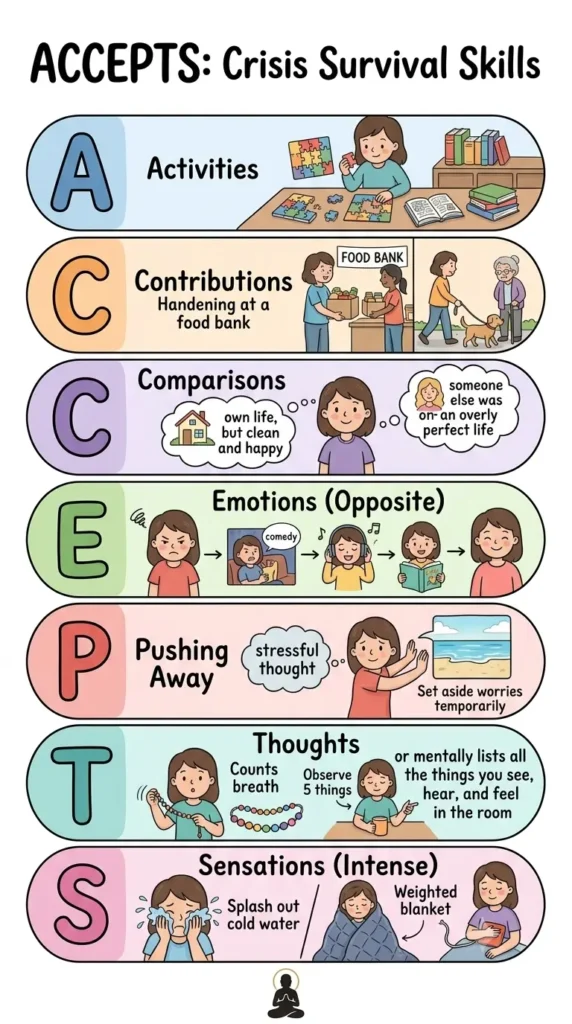 ACCEPTS acronym graphic with one practical example for each letter.