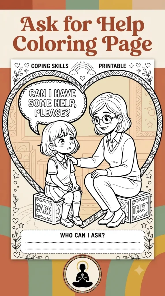 asking for help coping skills coloring page.