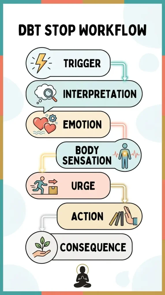 DBT Stop skill flowchart.