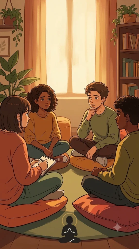 coping skills group activities for teens in a discussion circle.