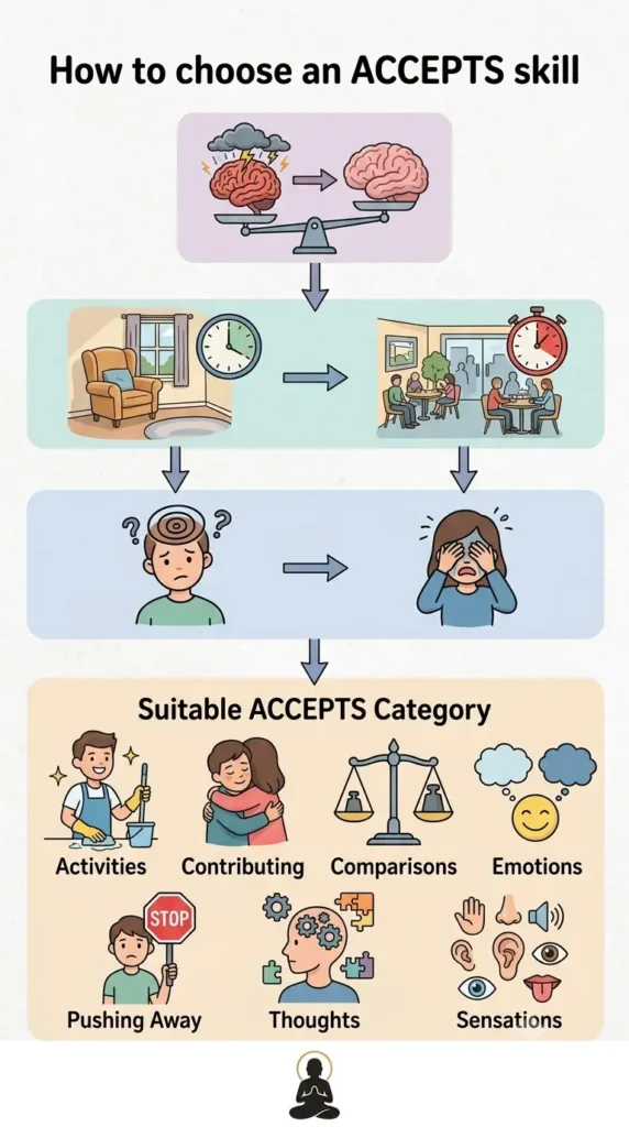 Flowchart for choosing an ACCEPTS skill.