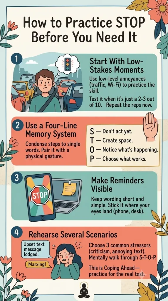 Practicing DBT Stop skill.