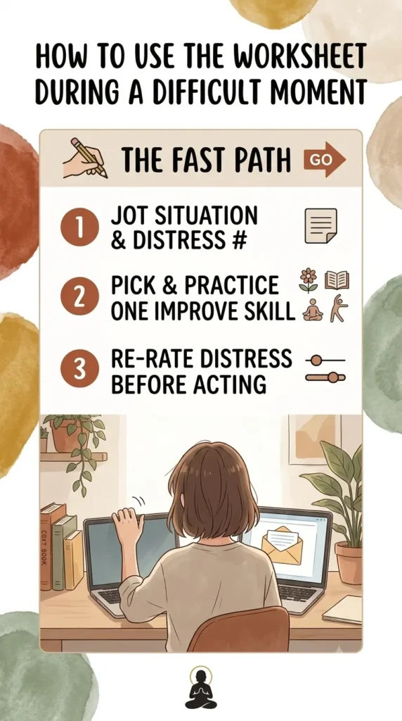 How to use the worksheet. DBT IMPROVE the moment.